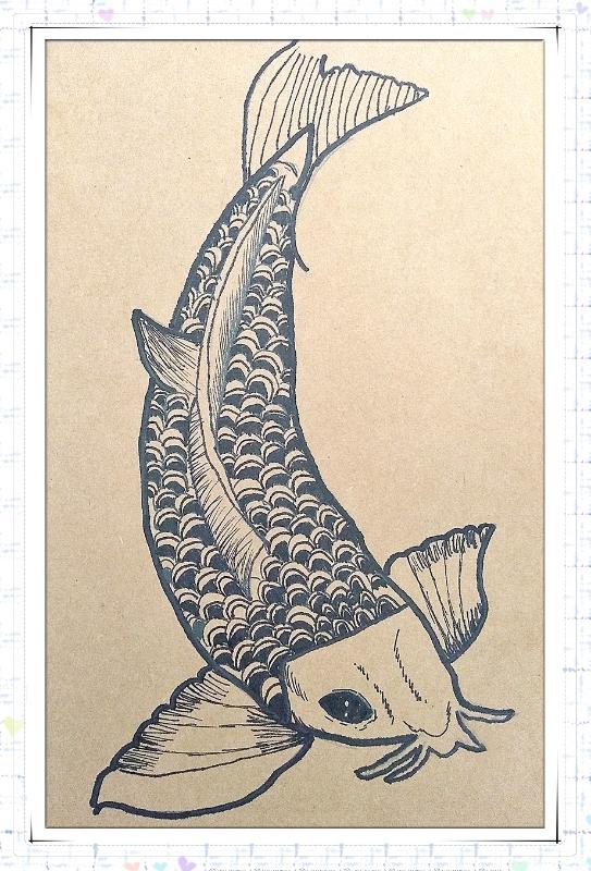 线描画鱼