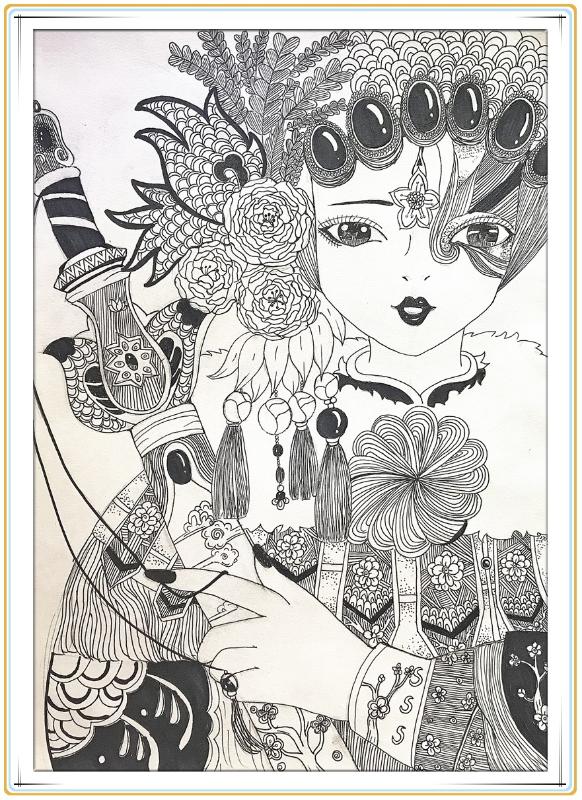 线描画《宝剑女侠》