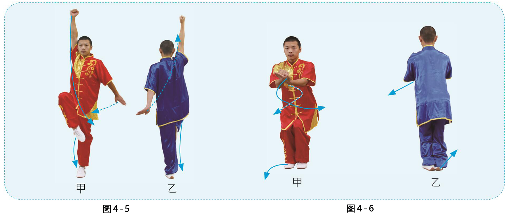 第四课 长拳三段对练套路  2 甲乙起势        甲乙并步抱拳,抡臂砸拳