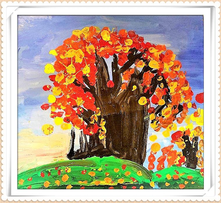 秋天的银杏树儿童画图片