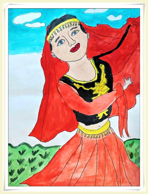 新疆美女绘画图片