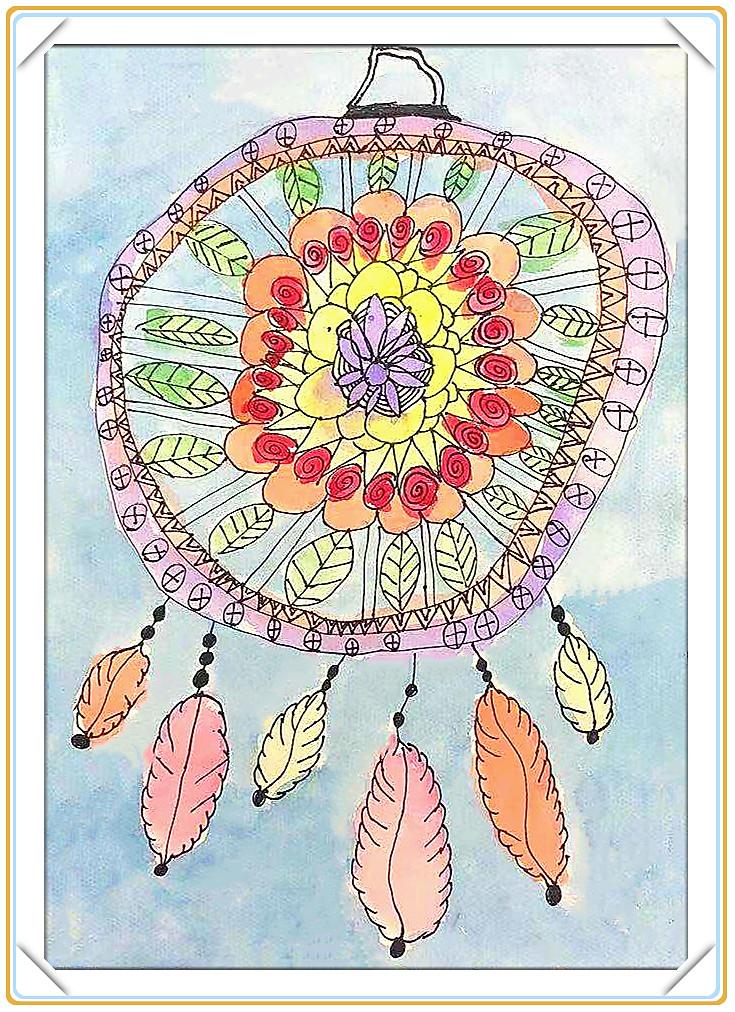 水粉画《捕梦网》