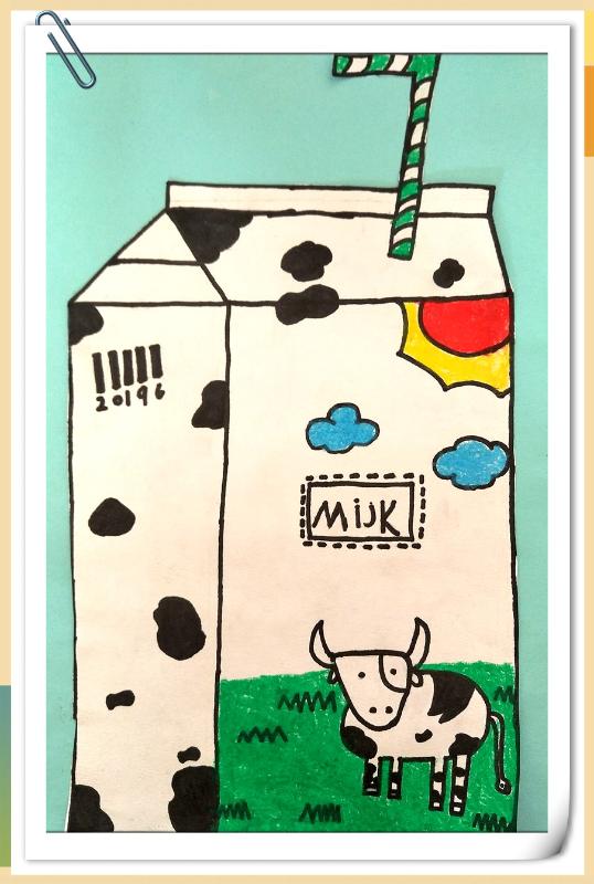 牛奶盒简笔画涂色图片